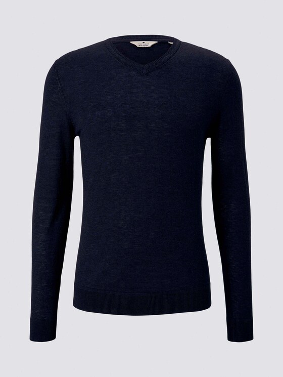 Feiner Pullover aus Merinowolle - Männer - Knitted Navy Melange Feiner Pullover aus Merinowolle - Männer - Knitted Navy Melange - 7 - TOM TAILOR