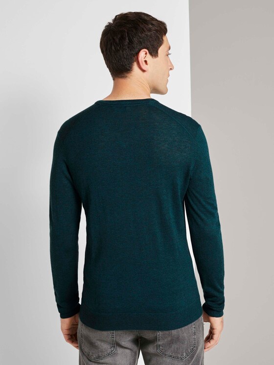 Feiner Pullover aus Merinowolle - Männer - sapphire green melange Feiner Pullover aus Merinowolle - Männer - sapphire green melange - 2 - TOM TAILOR