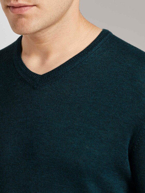 Feiner Pullover aus Merinowolle - Männer - sapphire green melange Feiner Pullover aus Merinowolle - Männer - sapphire green melange - 9 - TOM TAILOR