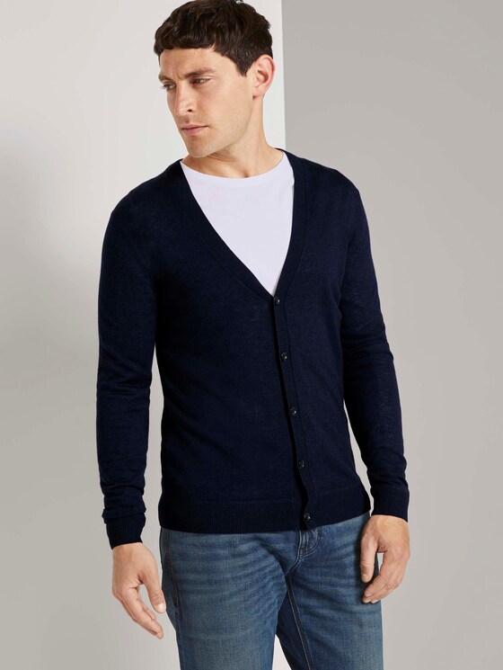 Feiner Cardigan aus Merinowolle - Männer - Knitted Navy Melange Feiner Cardigan aus Merinowolle - Männer - Knitted Navy Melange - 5 - TOM TAILOR
