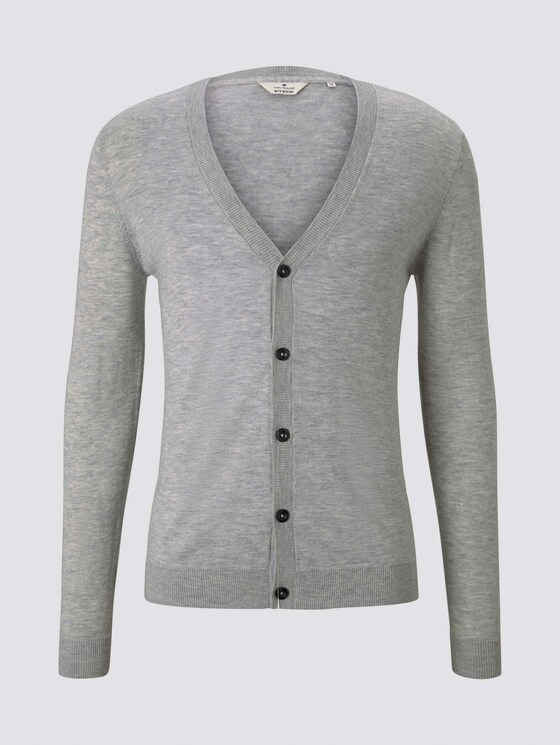 Feiner Cardigan aus Merinowolle - Männer - Light Soft Grey Melange Feiner Cardigan aus Merinowolle - Männer - Light Soft Grey Melange - 1 - TOM TAILOR