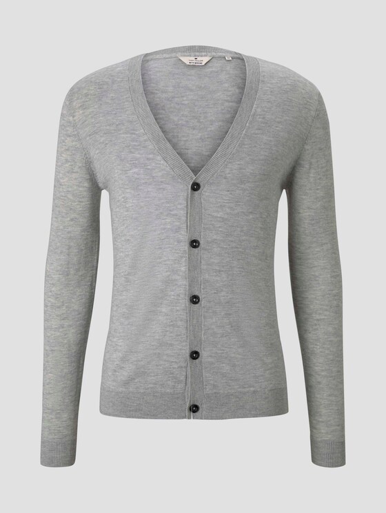 Feiner Cardigan aus Merinowolle - Männer - Light Soft Grey Melange Feiner Cardigan aus Merinowolle - Männer - Light Soft Grey Melange - 7 - TOM TAILOR