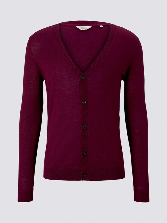 Feiner Cardigan aus Merinowolle - Männer - wine red melange Feiner Cardigan aus Merinowolle - Männer - wine red melange - 1 - TOM TAILOR