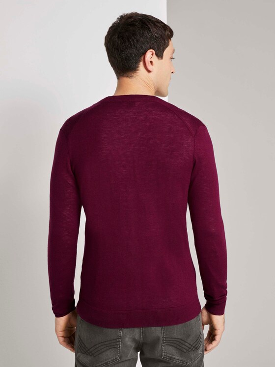 Feiner Cardigan aus Merinowolle - Männer - wine red melange Feiner Cardigan aus Merinowolle - Männer - wine red melange - 2 - TOM TAILOR