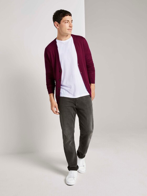 Feiner Cardigan aus Merinowolle - Männer - wine red melange Feiner Cardigan aus Merinowolle - Männer - wine red melange - 3 - TOM TAILOR