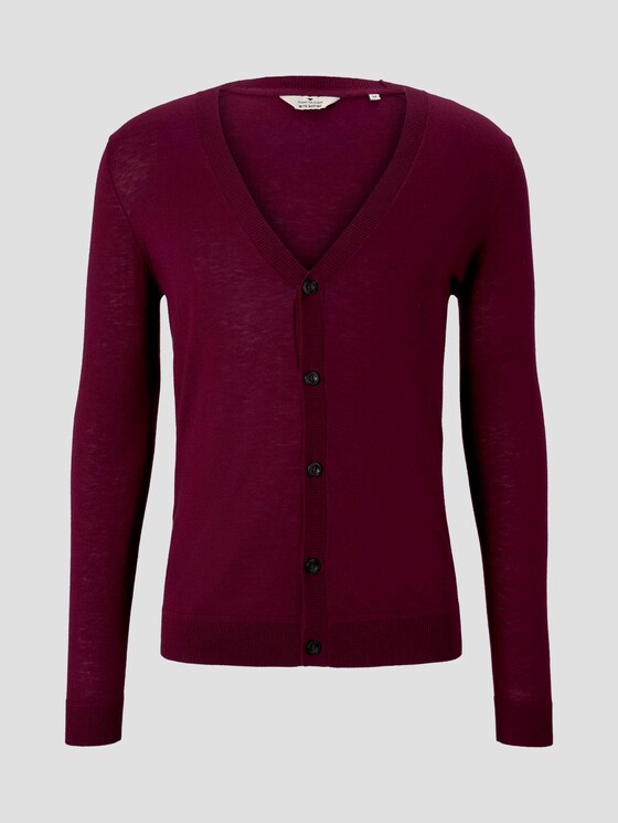 Feiner Cardigan aus Merinowolle - Männer - wine red melange Feiner Cardigan aus Merinowolle - Männer - wine red melange - 7 - TOM TAILOR