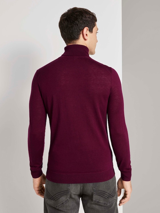 Rollkragenpullover aus Merinowolle - Männer - wine red melange Rollkragenpullover aus Merinowolle - Männer - wine red melange - 2 - TOM TAILOR