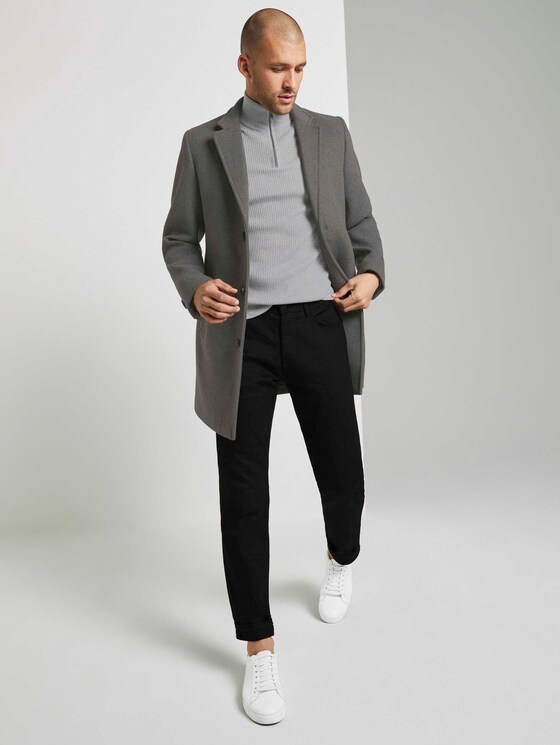 Gerippter Pullover mit Troyer-Kragen - Männer - Light Soft Grey Melange Gerippter Pullover mit Troyer-Kragen - Männer - Light Soft Grey Melange - 3 - TOM TAILOR
