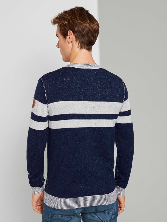 Melierter Strickpullover - Männer - navy white plated stripe Melierter Strickpullover - Männer - navy white plated stripe - 2 - TOM TAILOR