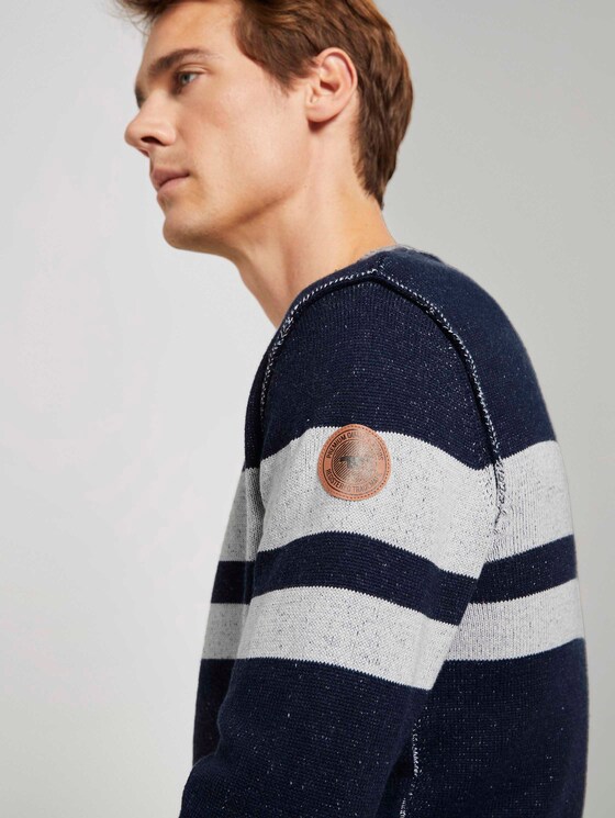 Melierter Strickpullover - Männer - navy white plated stripe Melierter Strickpullover - Männer - navy white plated stripe - 9 - TOM TAILOR