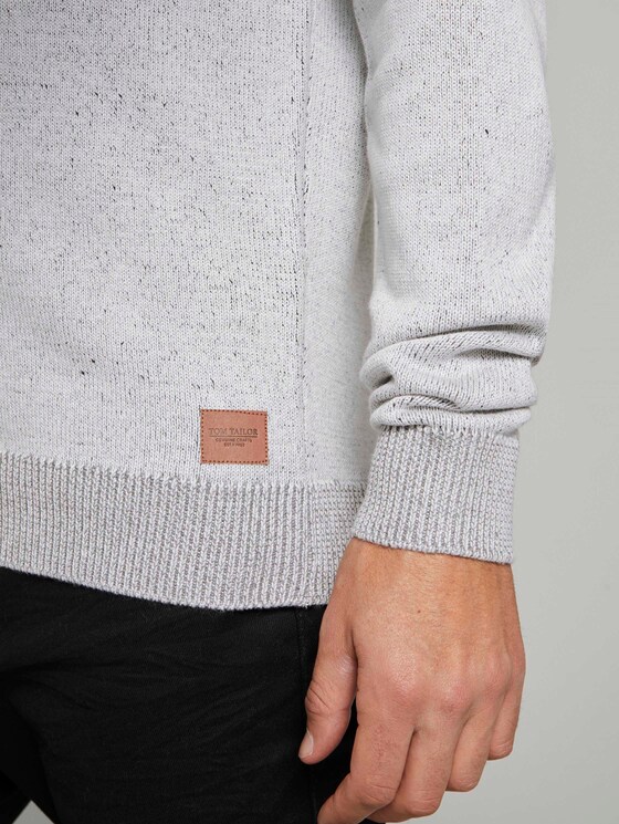 Melierter Strickpullover - Männer - white black plated stripe Melierter Strickpullover - Männer - white black plated stripe - 10 - TOM TAILOR
