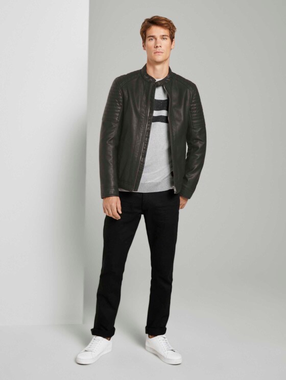 Melierter Strickpullover - Männer - white black plated stripe Melierter Strickpullover - Männer - white black plated stripe - 3 - TOM TAILOR