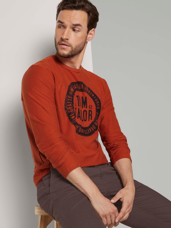 Langarmshirt mit Logo-Print - Männer - Ginger Orange Langarmshirt mit Logo-Print - Männer - Ginger Orange - 5 - TOM TAILOR