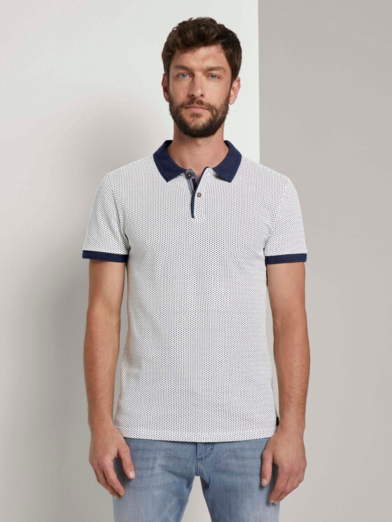 Fein gemustertes Poloshirt - Männer - Off White Fein gemustertes Poloshirt - Männer - Off White - 1 - TOM TAILOR