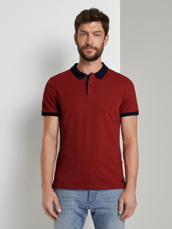 Fein gemustertes Poloshirt - Männer - Ginger Orange Fein gemustertes Poloshirt - Männer - Ginger Orange - 1 - TOM TAILOR