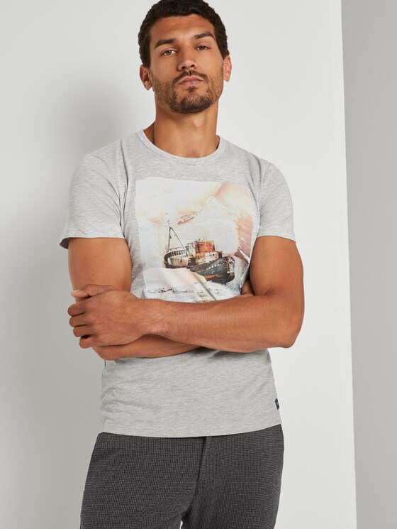 T-Shirt mit Fotoprint - Männer - Light Stone Grey Melange T-Shirt mit Fotoprint - Männer - Light Stone Grey Melange - 5 - TOM TAILOR