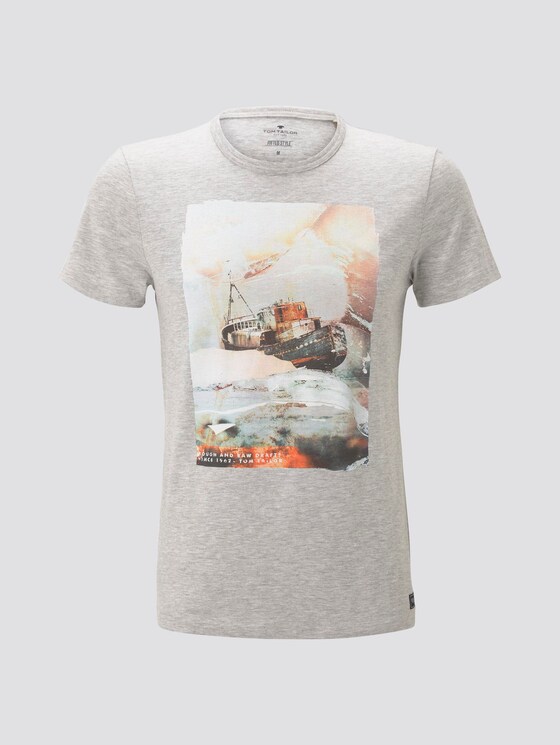 T-Shirt mit Fotoprint - Männer - Light Stone Grey Melange T-Shirt mit Fotoprint - Männer - Light Stone Grey Melange - 7 - TOM TAILOR