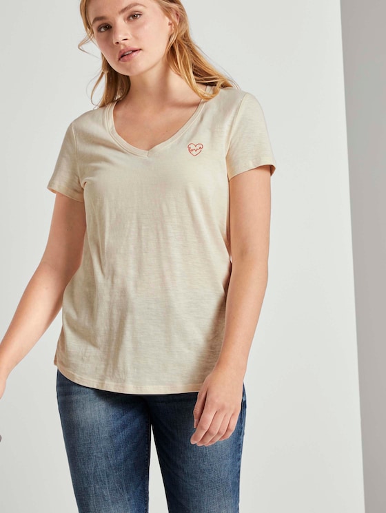 T-Shirt mit kleiner Stickerei - Frauen - soft creme beige T-Shirt mit kleiner Stickerei - Frauen - soft creme beige - 5 - TOM TAILOR Denim