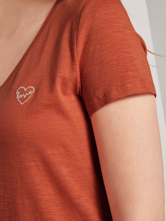 T-Shirt mit kleiner Stickerei - Frauen - burnt coral T-Shirt mit kleiner Stickerei - Frauen - burnt coral - 9 - TOM TAILOR Denim