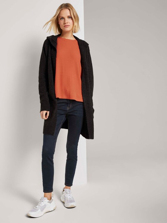 Geripptes Langarmshirt mit Fledermausärmeln - Frauen - burnt coral Geripptes Langarmshirt mit Fledermausärmeln - Frauen - burnt coral - 3 - TOM TAILOR Denim