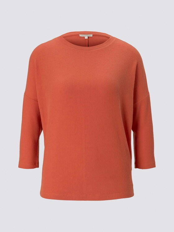 Geripptes Langarmshirt mit Fledermausärmeln - Frauen - burnt coral Geripptes Langarmshirt mit Fledermausärmeln - Frauen - burnt coral - 7 - TOM TAILOR Denim