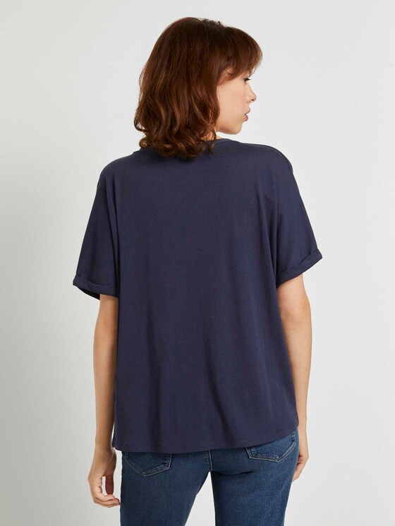 Crêpe T-Shirt im Materialmix - Frauen - Real Navy Blue Crêpe T-Shirt im Materialmix - Frauen - Real Navy Blue - 2 - TOM TAILOR Denim