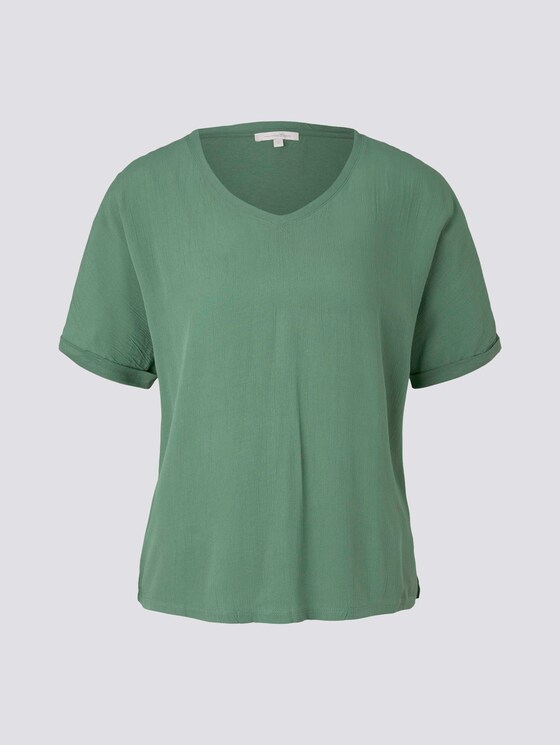 Crêpe T-Shirt im Materialmix - Frauen - vintage green Crêpe T-Shirt im Materialmix - Frauen - vintage green - 7 - TOM TAILOR Denim