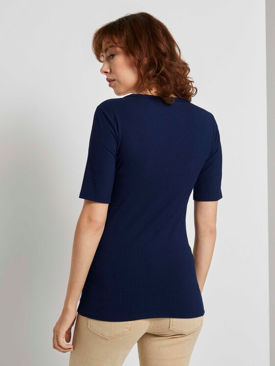 Henley-Shirt in Ripp-Optik - Frauen - Real Navy Blue Henley-Shirt in Ripp-Optik - Frauen - Real Navy Blue - 2 - TOM TAILOR Denim