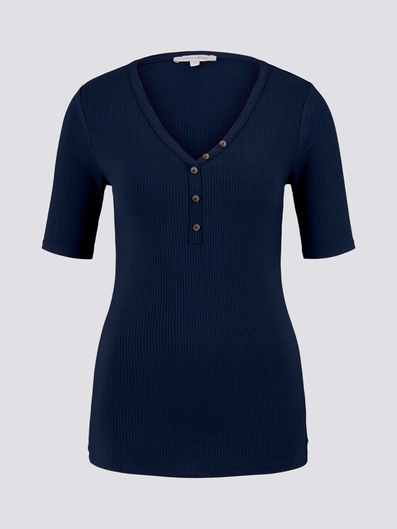Henley-Shirt in Ripp-Optik - Frauen - Real Navy Blue Henley-Shirt in Ripp-Optik - Frauen - Real Navy Blue - 7 - TOM TAILOR Denim