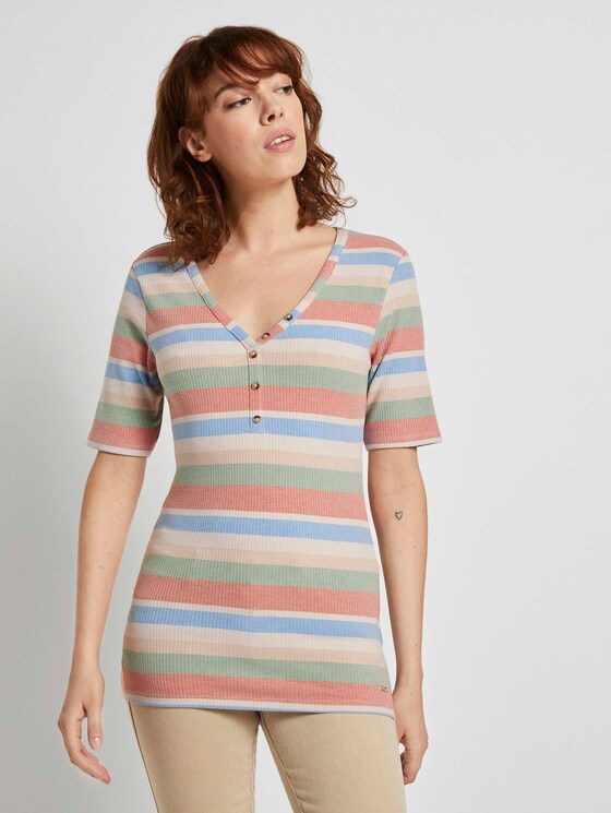Henley-Shirt in Ripp-Optik - Frauen - multicolor stripe Henley-Shirt in Ripp-Optik - Frauen - multicolor stripe - 1 - TOM TAILOR Denim