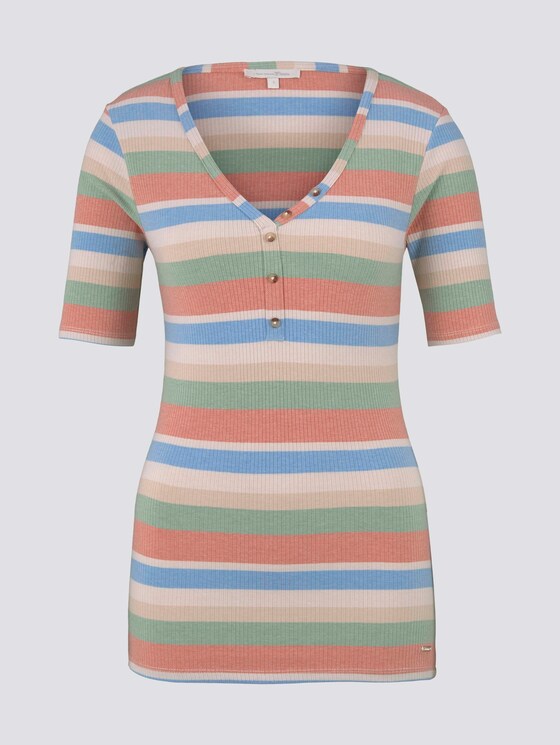 Henley-Shirt in Ripp-Optik - Frauen - multicolor stripe Henley-Shirt in Ripp-Optik - Frauen - multicolor stripe - 7 - TOM TAILOR Denim