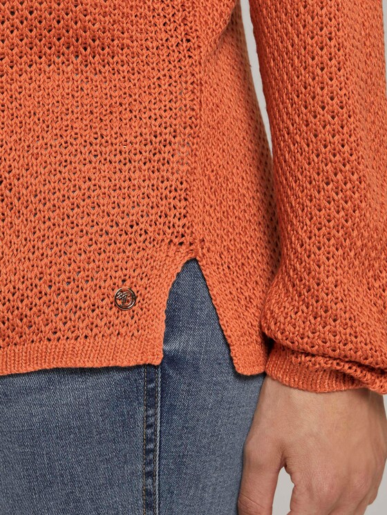 Strukturierter Pullover mit V-Ausschnitt - Frauen - burnt coral Strukturierter Pullover mit V-Ausschnitt - Frauen - burnt coral - 10 - TOM TAILOR Denim