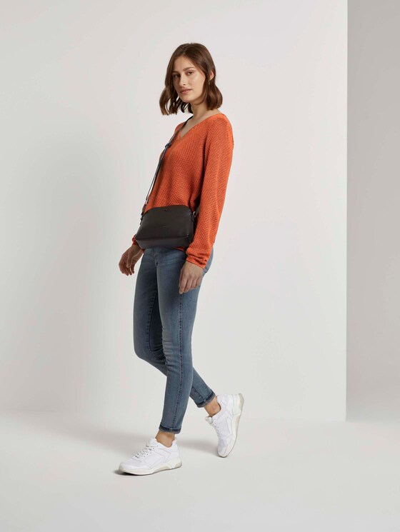 Strukturierter Pullover mit V-Ausschnitt - Frauen - burnt coral Strukturierter Pullover mit V-Ausschnitt - Frauen - burnt coral - 3 - TOM TAILOR Denim