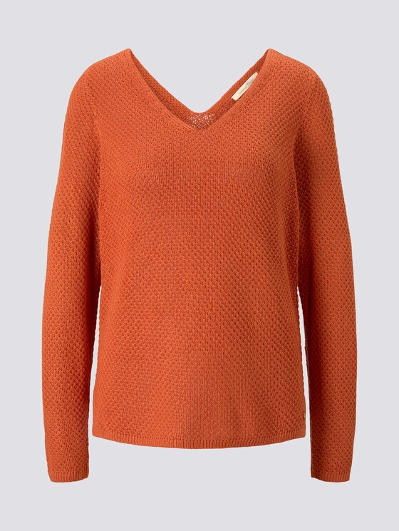 Strukturierter Pullover mit V-Ausschnitt - Frauen - burnt coral Strukturierter Pullover mit V-Ausschnitt - Frauen - burnt coral - 7 - TOM TAILOR Denim