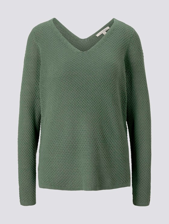 Strukturierter Pullover mit V-Ausschnitt - Frauen - vintage green Strukturierter Pullover mit V-Ausschnitt - Frauen - vintage green - 7 - TOM TAILOR Denim