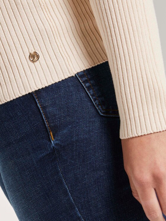 Geribde Henley Neck Pullover - Vrouwen - soft creme beige Geribde Henley Neck Pullover - Vrouwen - soft creme beige - 9 - TOM TAILOR Denim