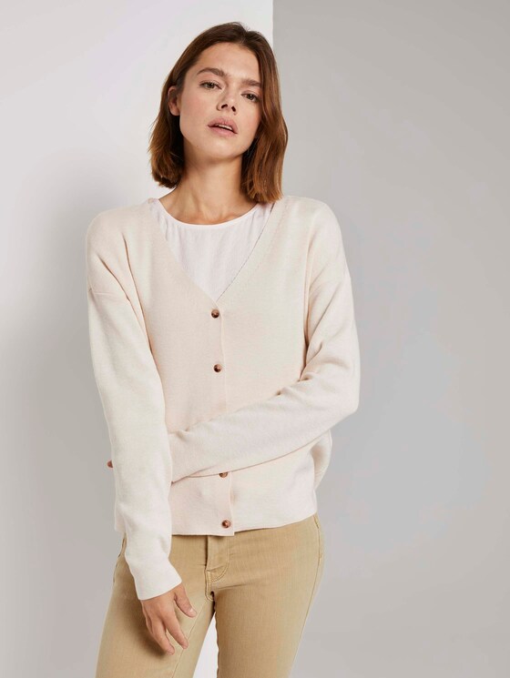 Melierter Cardigan mit Knopfleiste - Frauen - soft creme beige Melierter Cardigan mit Knopfleiste - Frauen - soft creme beige - 1 - TOM TAILOR Denim