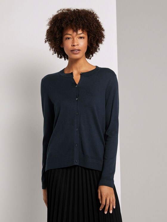 Strickjacke mit Ripp-Detail - Frauen - Sky Captain Blue Strickjacke mit Ripp-Detail - Frauen - Sky Captain Blue - 1 - Mine to five