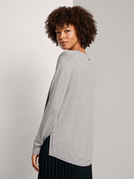 Lockerer Strickpullover - Frauen - soft light grey melange Lockerer Strickpullover - Frauen - soft light grey melange - 2 - Mine to five
