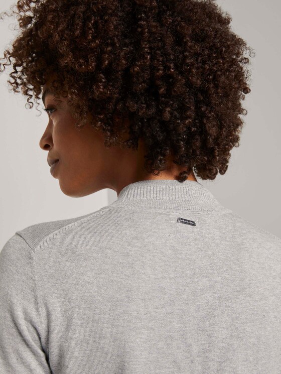 Kurzarm Pullover mit Stehkragen - Frauen - soft light grey melange Kurzarm Pullover mit Stehkragen - Frauen - soft light grey melange - 10 - Mine to five