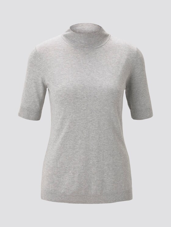 Kurzarm Pullover mit Stehkragen - Frauen - soft light grey melange Kurzarm Pullover mit Stehkragen - Frauen - soft light grey melange - 7 - Mine to five