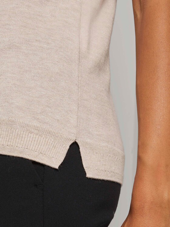 Kurzarm Pullover mit Stehkragen - Frauen - light powder beige melange Kurzarm Pullover mit Stehkragen - Frauen - light powder beige melange - 10 - Mine to five