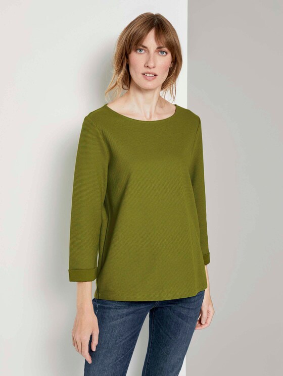 Strukturiertes Shirt mit 3/4-Arm - Frauen - wood green Strukturiertes Shirt mit 3/4-Arm - Frauen - wood green - 1 - TOM TAILOR