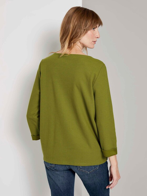 Strukturiertes Shirt mit 3/4-Arm - Frauen - wood green Strukturiertes Shirt mit 3/4-Arm - Frauen - wood green - 2 - TOM TAILOR