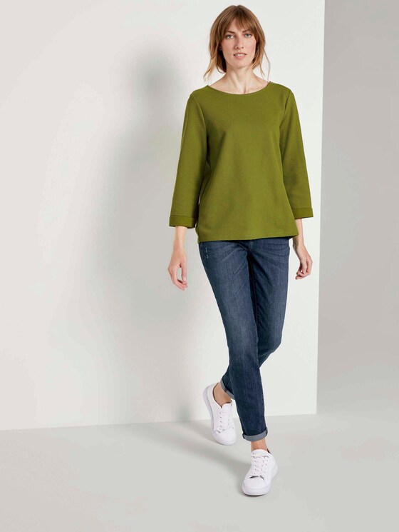 Strukturiertes Shirt mit 3/4-Arm - Frauen - wood green Strukturiertes Shirt mit 3/4-Arm - Frauen - wood green - 3 - TOM TAILOR