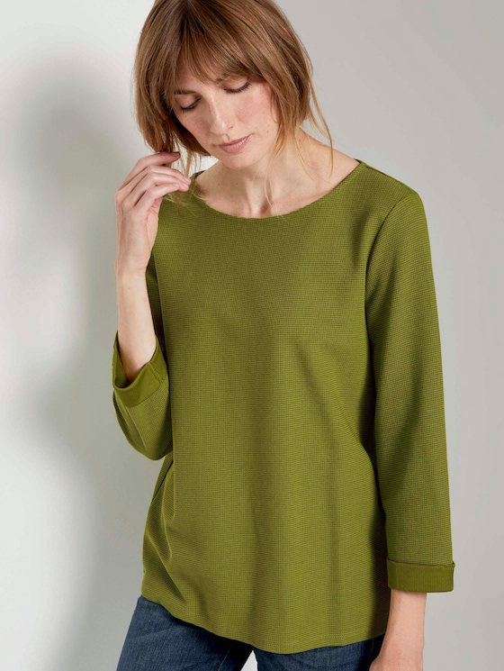 Strukturiertes Shirt mit 3/4-Arm - Frauen - wood green Strukturiertes Shirt mit 3/4-Arm - Frauen - wood green - 5 - TOM TAILOR