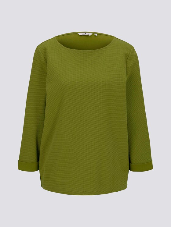 Strukturiertes Shirt mit 3/4-Arm - Frauen - wood green Strukturiertes Shirt mit 3/4-Arm - Frauen - wood green - 7 - TOM TAILOR