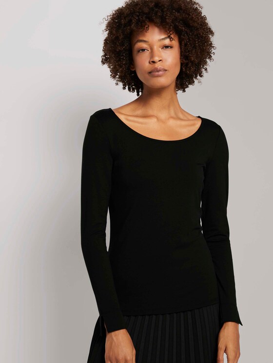 Basic Langarmshirt mit U-Boot-Ausschnitt - Frauen - Deep Black Basic Langarmshirt mit U-Boot-Ausschnitt - Frauen - Deep Black - 5 - Mine to five