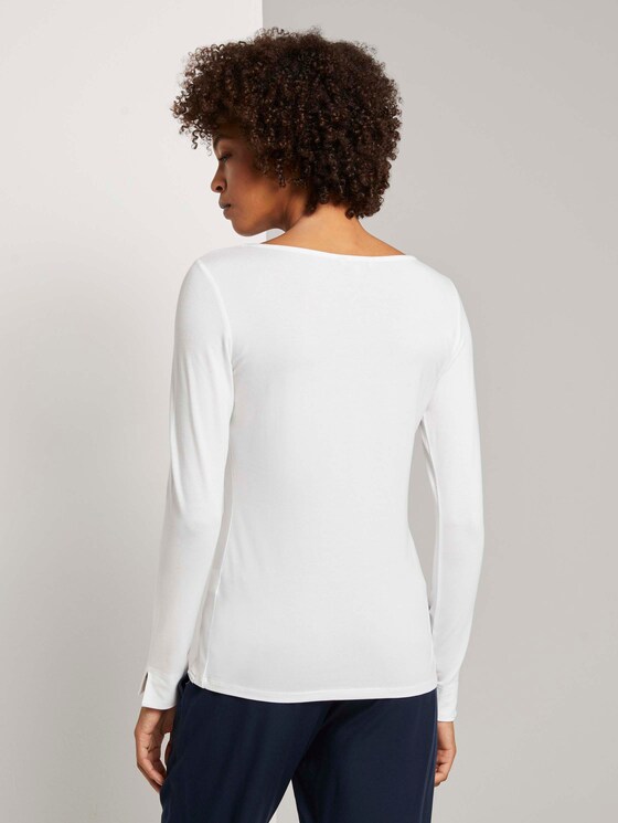 Basic Langarmshirt mit U-Boot-Ausschnitt - Frauen - White Basic Langarmshirt mit U-Boot-Ausschnitt - Frauen - White - 2 - Mine to five