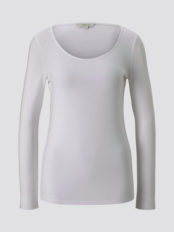 Basic Langarmshirt mit U-Boot-Ausschnitt - Frauen - White Basic Langarmshirt mit U-Boot-Ausschnitt - Frauen - White - 7 - Mine to five